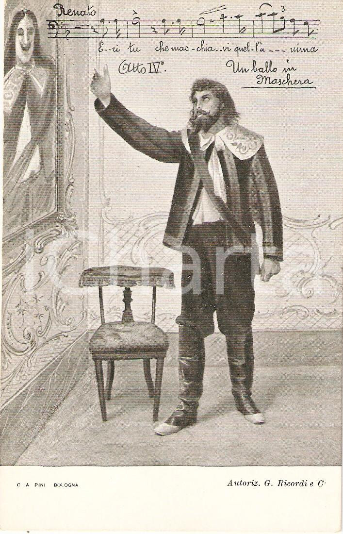 Cartolina originale da collezione 1905 ca OPERA LIRICA Ballo in maschera Giuseppe VERDI Renato ILLUSTRATA 1