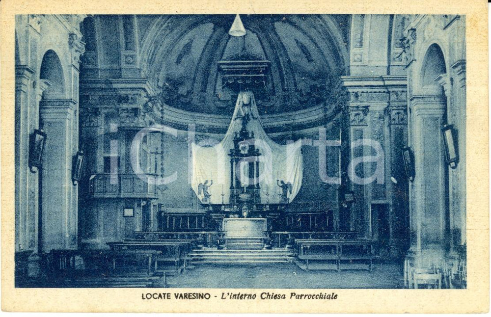 Cartolina originale da collezione 1954 LOCATE VARESINO CO Interno Chiesa Parrocchiale Cartolina FP VG 1