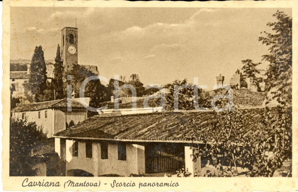 Cartolina originale da collezione 1943 CAVRIANA (MN) Scorcio panoramico con campanile *Cartolina FP VG 1