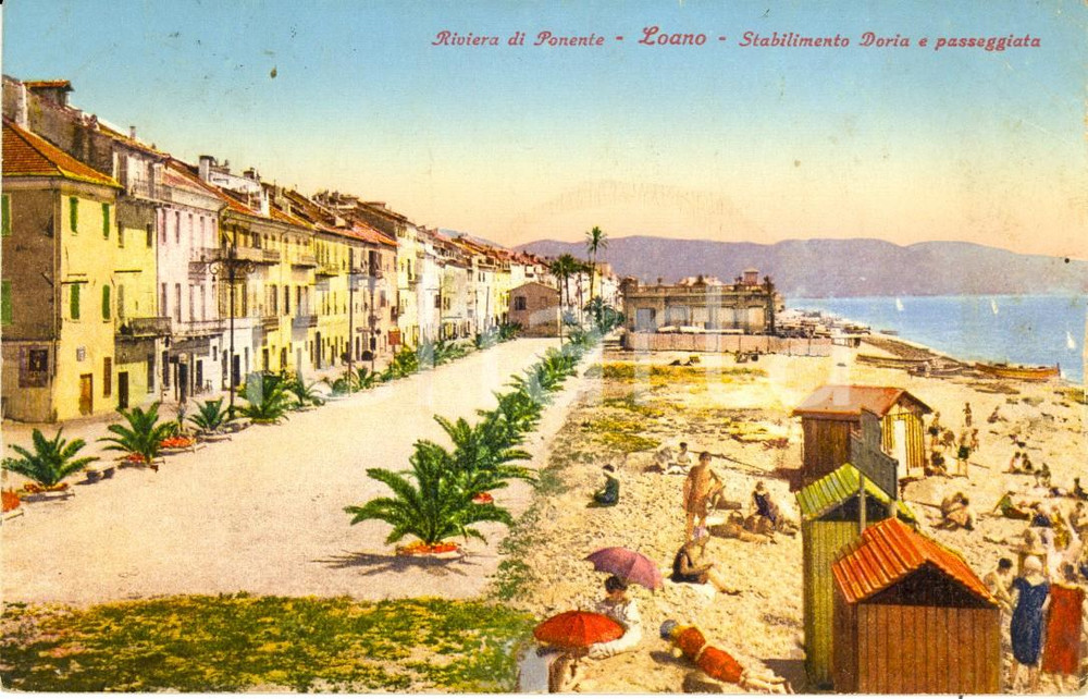 Cartolina originale da collezione 1929 LOANO (SV) Stabilimento DORIA e passeggiata *Cartolina ANIMATA FP VG 1