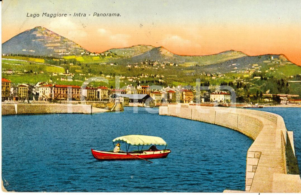 Cartolina originale da collezione 1935 VERBANIA INTRA Panorama da Lago MAGGIORE *Cartolina ANIMATA FP VG 1