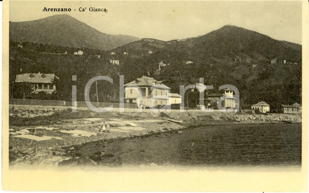 Cartolina originale da collezione 1935 ca ARENZANO GE La spiaggia e la Ca  GIANCA Cartolina ANIMATA FP NV 1