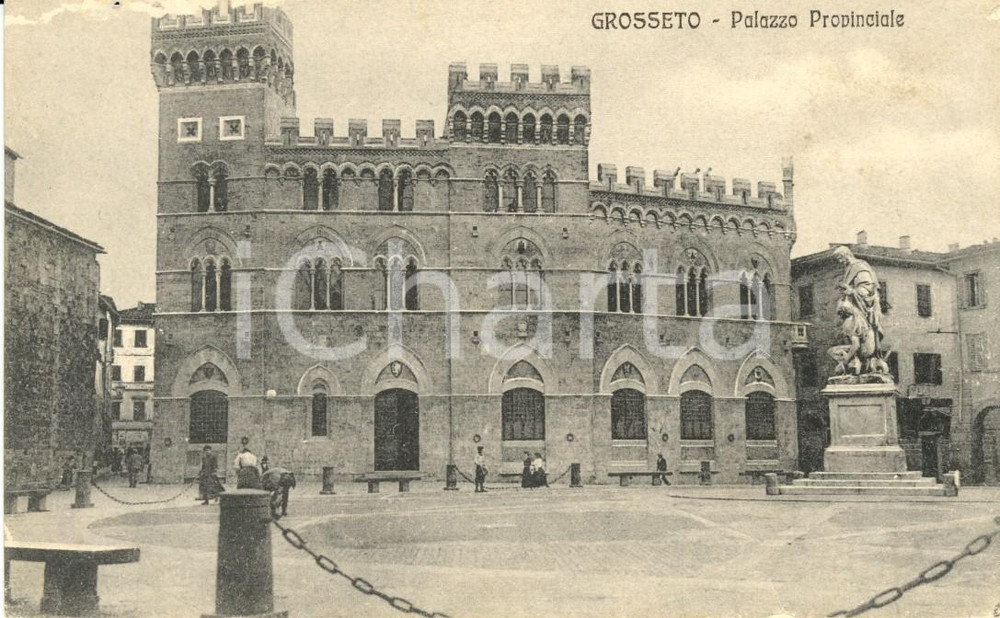 Cartolina originale da collezione 1920 ca GROSSETO Palazzo Provinciale ALDOBRANDESCHI Piazza DANTE Cartolina FP NV 1