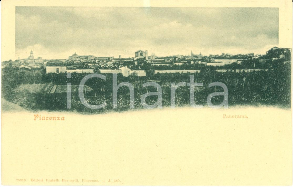 Cartolina originale da collezione 1900 ca PIACENZA Veduta panoramica della cittÃ  Cartolina postale FP NV 1