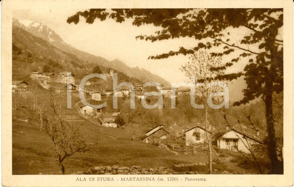 Cartolina originale da collezione 1936 ALA DI STURA TO Panorama della frazione MARTASSINA Cartolina FP VG 1