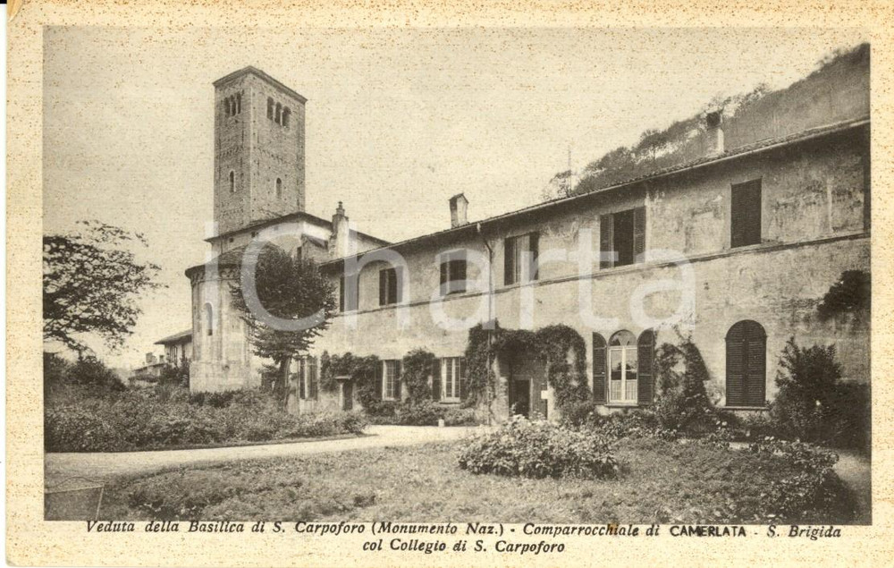 Cartolina originale da collezione 1943 COMO Veduta esterna della basilica di SAN CARPOFORO a CAMERLATA FP NV 1