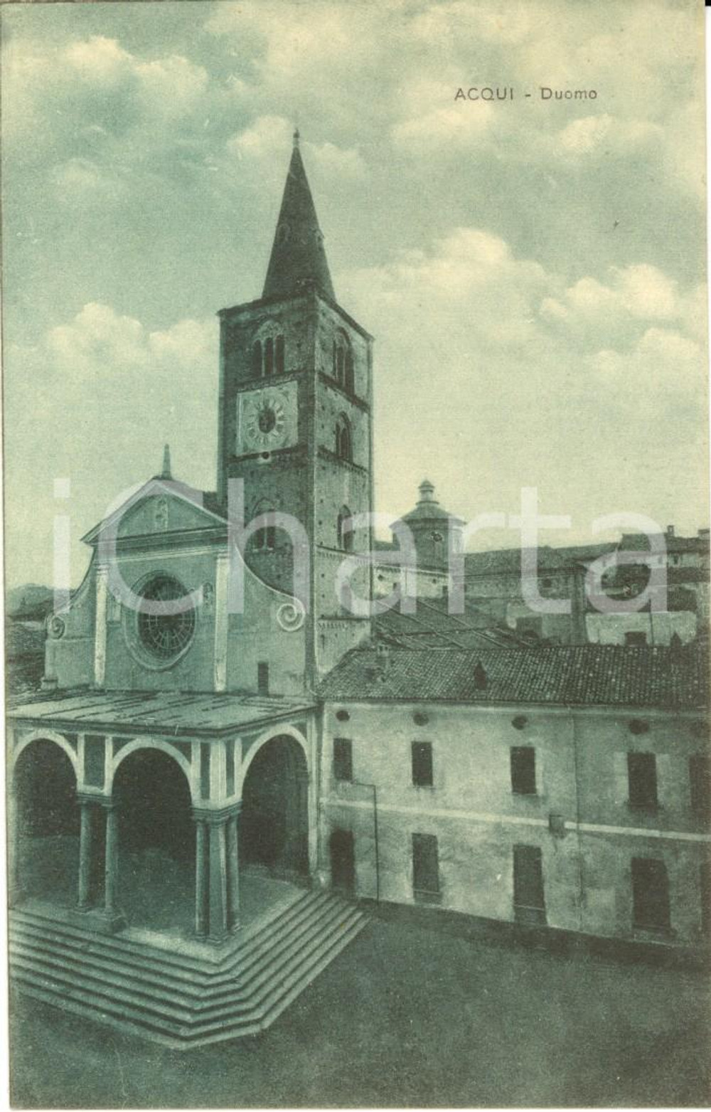 Cartolina originale da collezione 1917 ACQUI TERME (AL) Veduta esterna della cattedrale di Santa MARIA ASSUNTA *FP 1