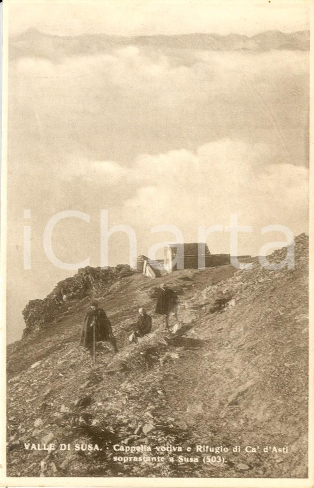 Cartolina originale da collezione 1930 ca MOMPANTERO (TO) VAL SUSA Cappella votiva e rifugio CA D'ASTI *FP NV 1