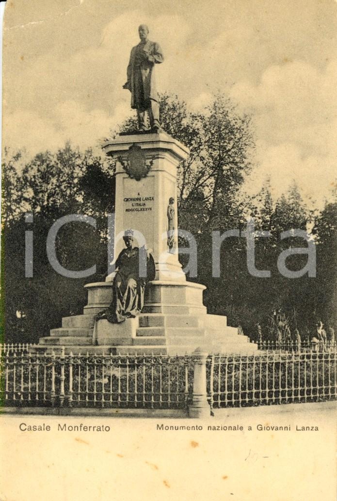 Cartolina originale da collezione 1900 ca CASALE MONFERRATO AL Il monumento a Giovanni LANZA Cartolina FP NV 1