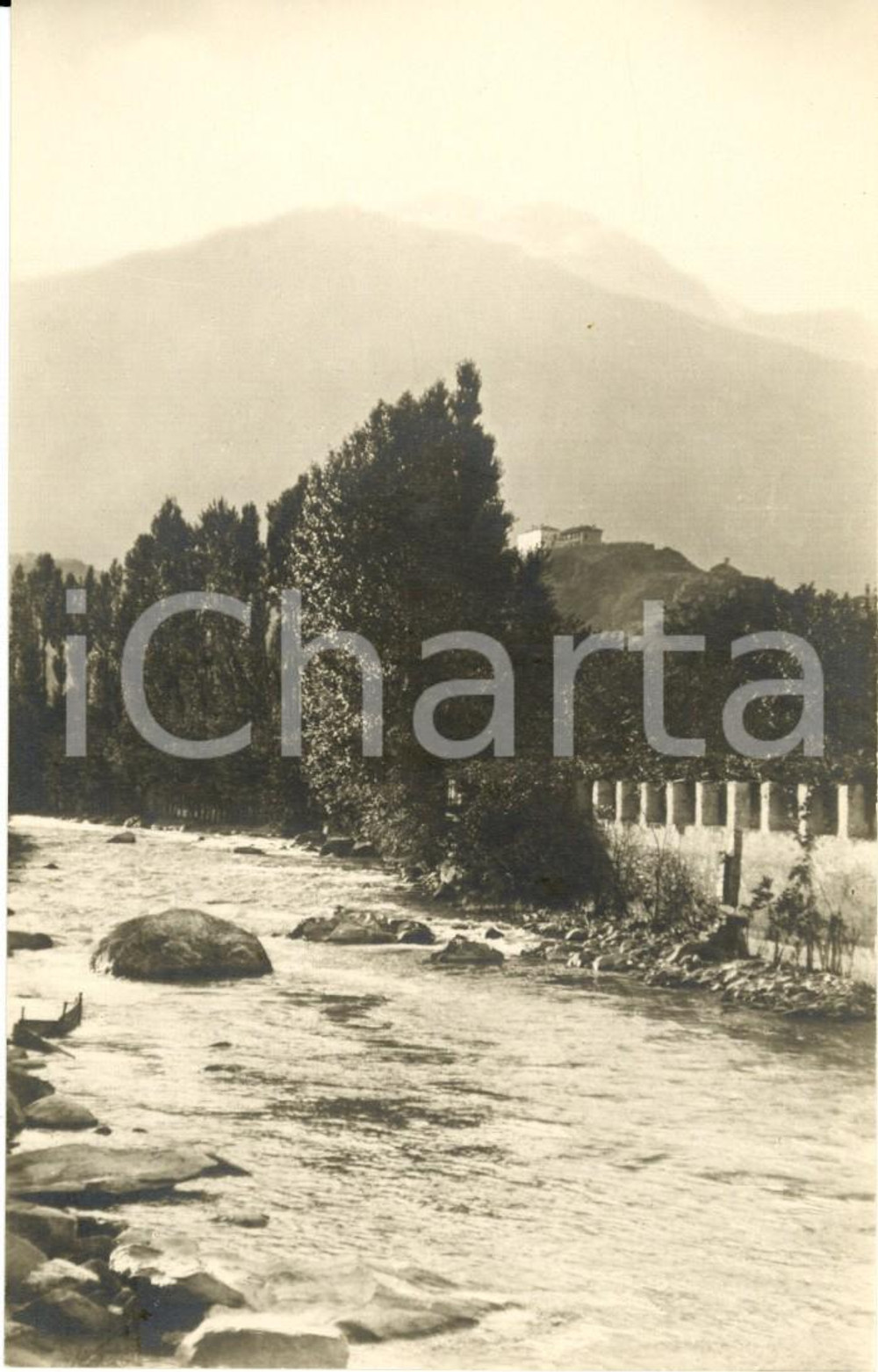 Cartolina originale da collezione 1930 ca SUSA (TO) La DORA RIPARIA al Ponte degli ALPINI *Cartolina postale FP NV 1