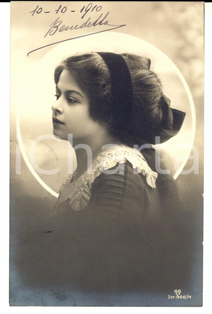 Cartolina originale da collezione 1910 MILANO Giovane donna in costume tradizionale Cartolina ing. BONELLI FP VG 1