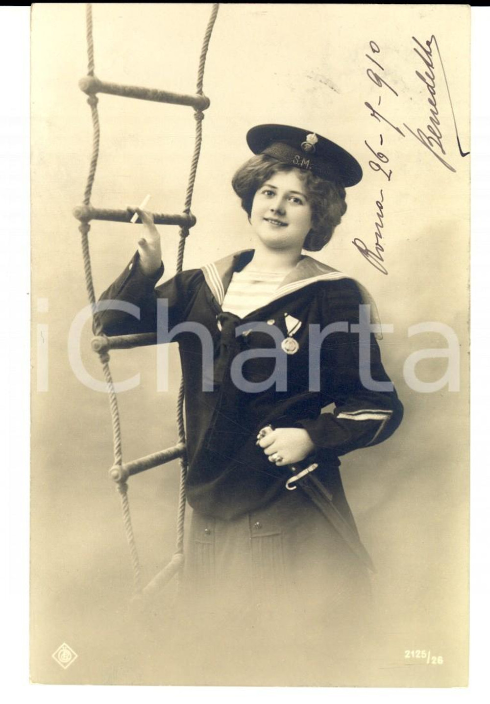 Cartolina originale da collezione 1910 ROMA COSTUMI Bella marinaia con sigaretta *Cartolina VINTAGE ing. BONELLI 1