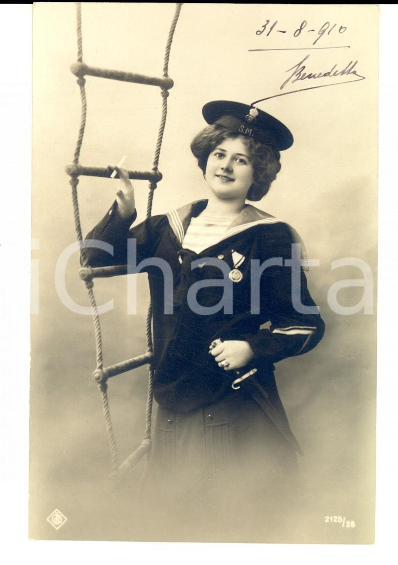 Cartolina originale da collezione 1910 ROMA COSTUMI Bella marinaia con sigaretta Cartolina ing. Benedetto BONELLI 1