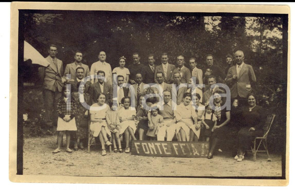 Fotografia d'epoca originale 1937 CASTELLETTO D'ORBA (AL) Visitatori TOURING alle Terme di FONTE FEJA Foto FP 1