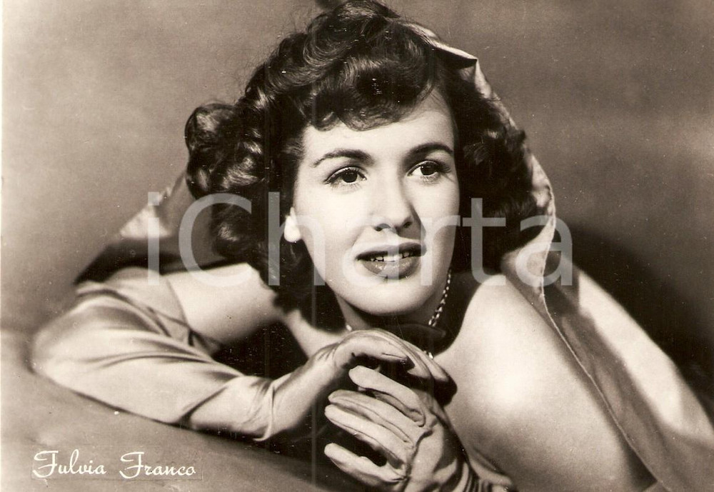 Cartolina originale da collezione 1950 ca CINEMA Attrice Fulvia FRANCO Ritratto con guanti in seta Cartolina FG NV 1