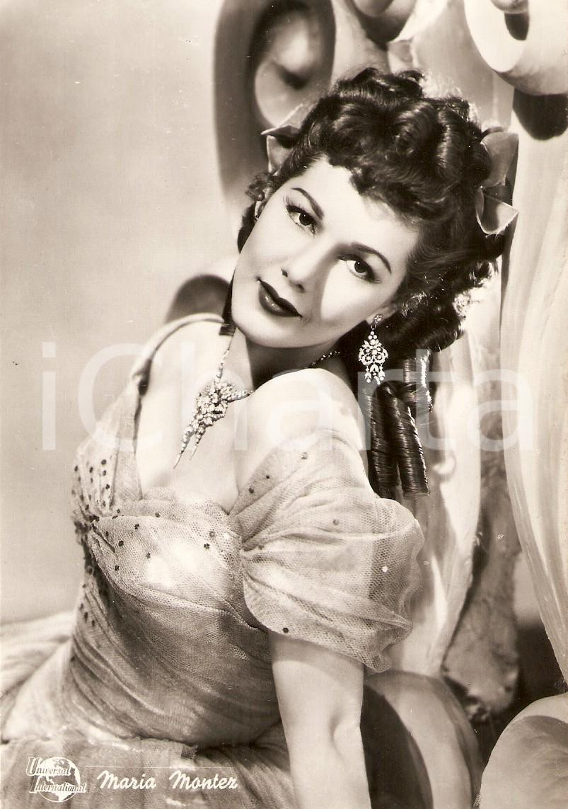 Cartolina originale da collezione 1940 ca CINEMA Actress Maria MONTEZ Portrait with necklace Cartolina FG NV 1