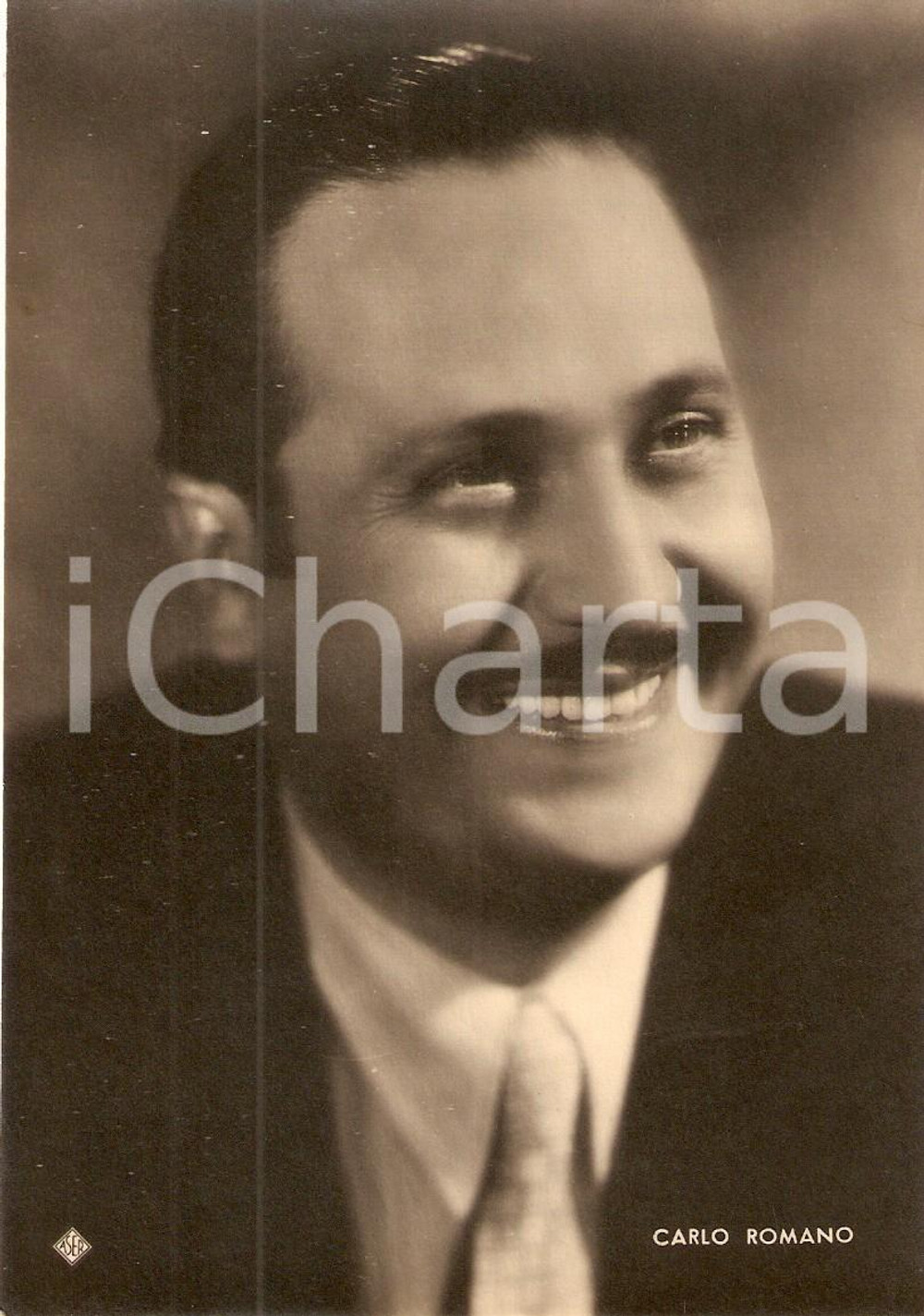 Cartolina originale da collezione 1940 ca CINEMA Attore Carlo ROMANO Ritratto *Fotografia seriale ASER 1