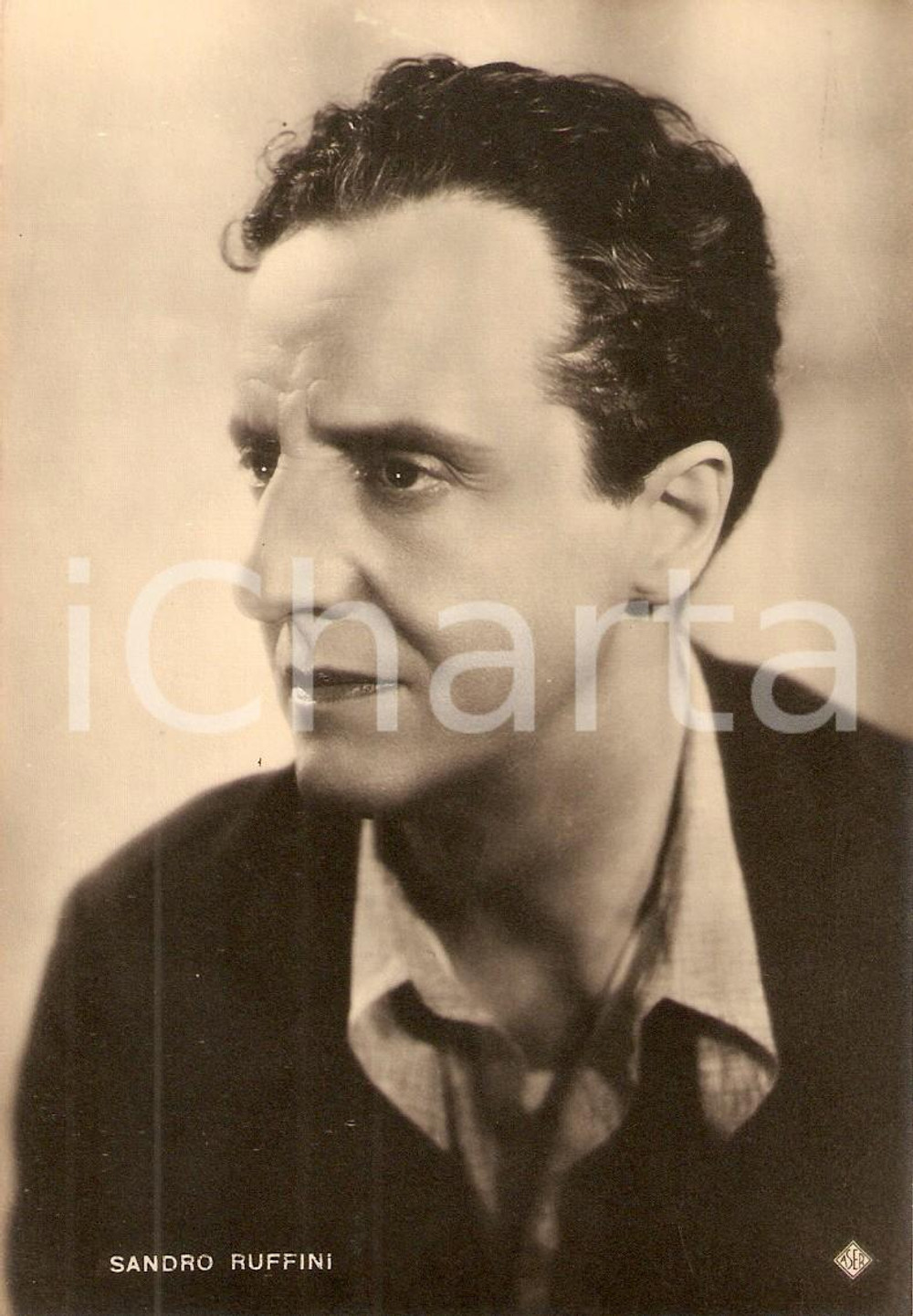 Cartolina originale da collezione 1940 ca CINEMA Attore Sandro RUFFINI Ritratto Fotografia seriale ASER 1