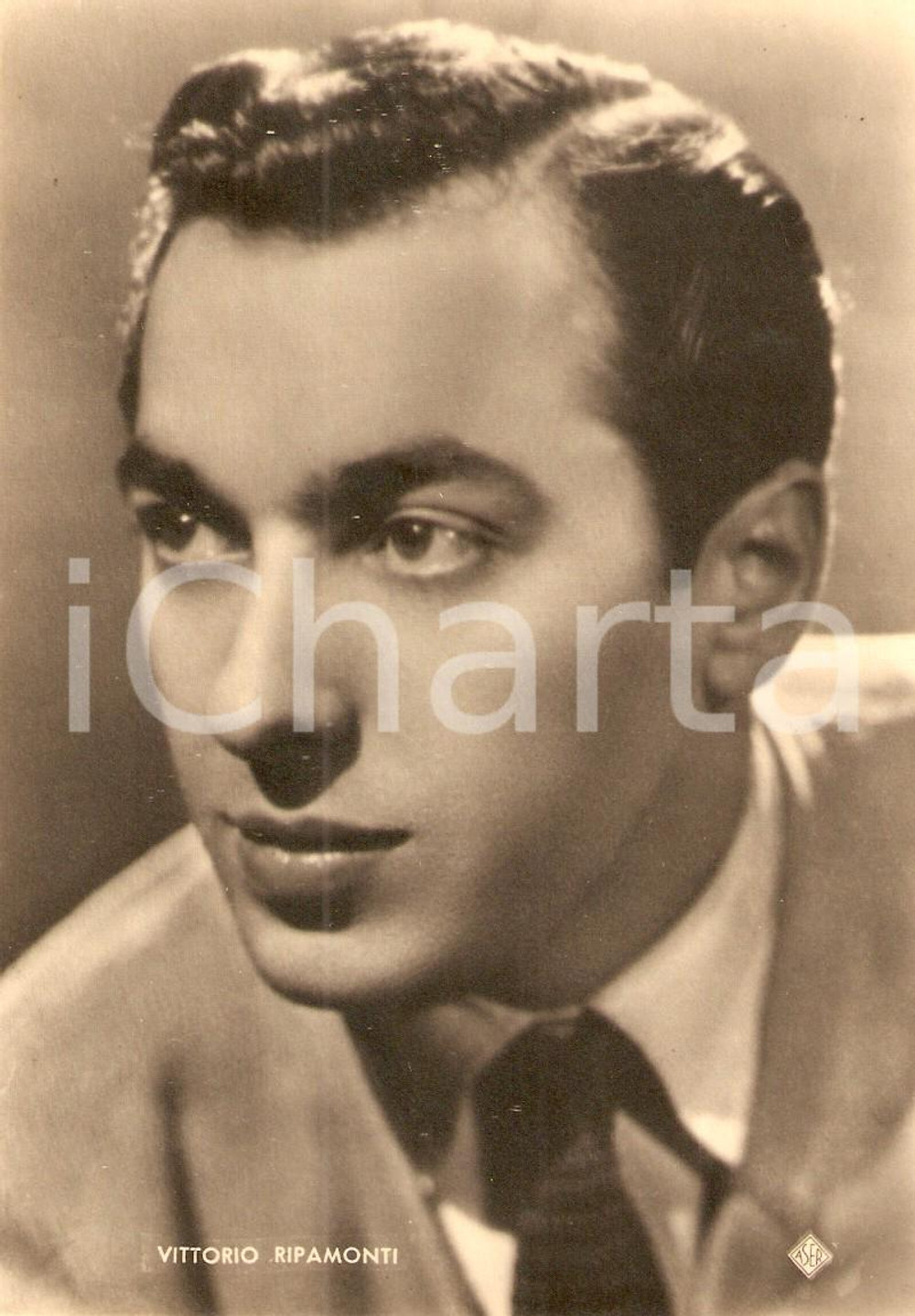Cartolina originale da collezione 1945 ca CINEMA Attore Vittorio RIPAMONTI Ritratto *Fotografia seriale ASER 1