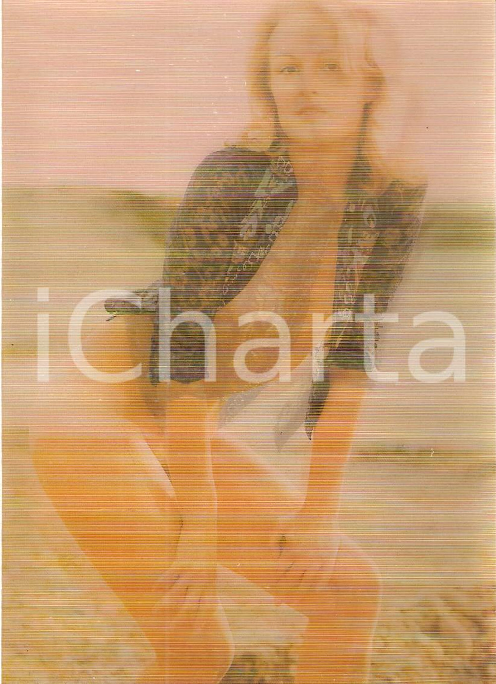 Cartolina originale da collezione 1975 ca EROTICA VINTAGE Naked girl on the beach *Cartolina OLOGRAFICA FG NV 1