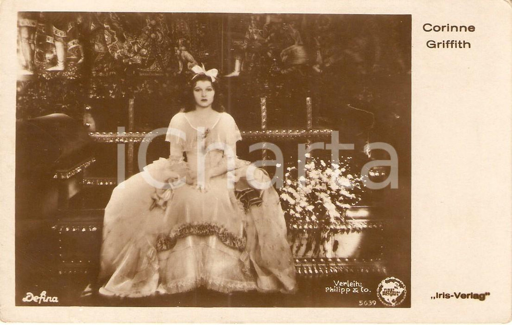Cartolina originale da collezione 1935 ca CINEMA Actress Corinne GRIFFITH Portrait Cartolina FP NV 1