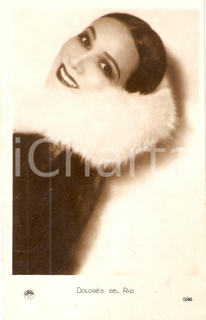 Cartolina originale da collezione 1930 ca CINEMA Dolores DEL RIO Ritratto con collare in pelliccia *Cartolina FP 1