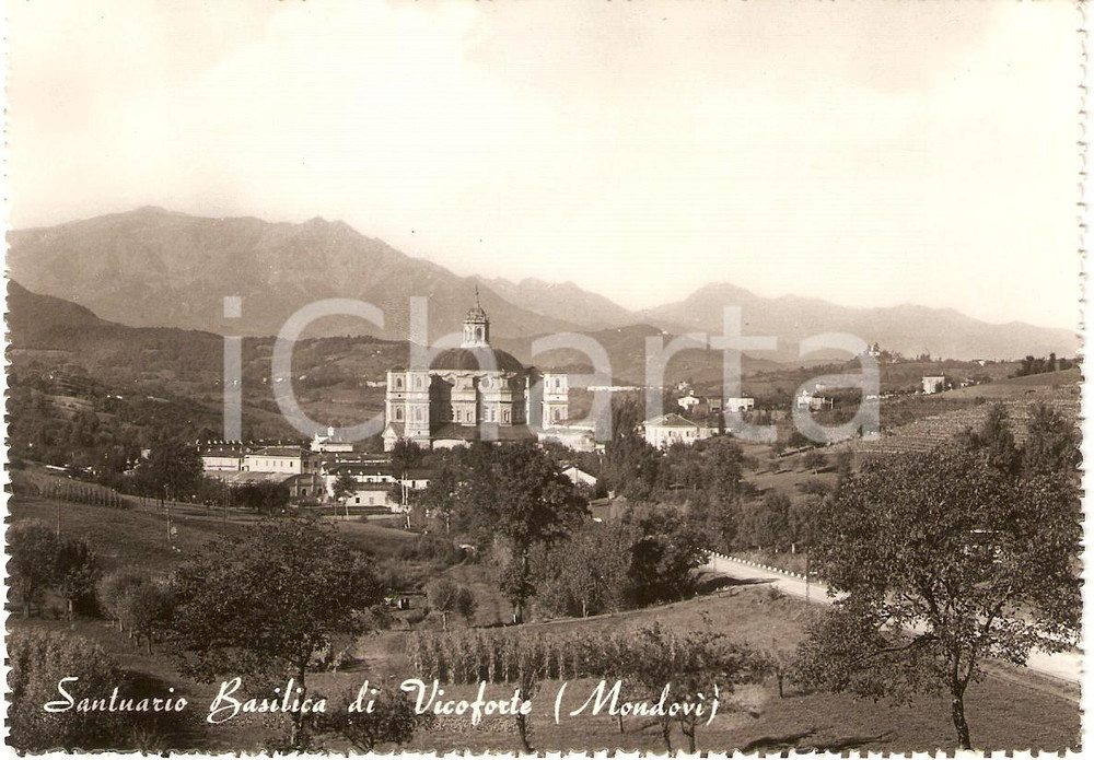 Cartolina originale da collezione 1950 ca VICOFORTE CN Veduta Santuario Basilica Natività di MARIA Cartolina 1