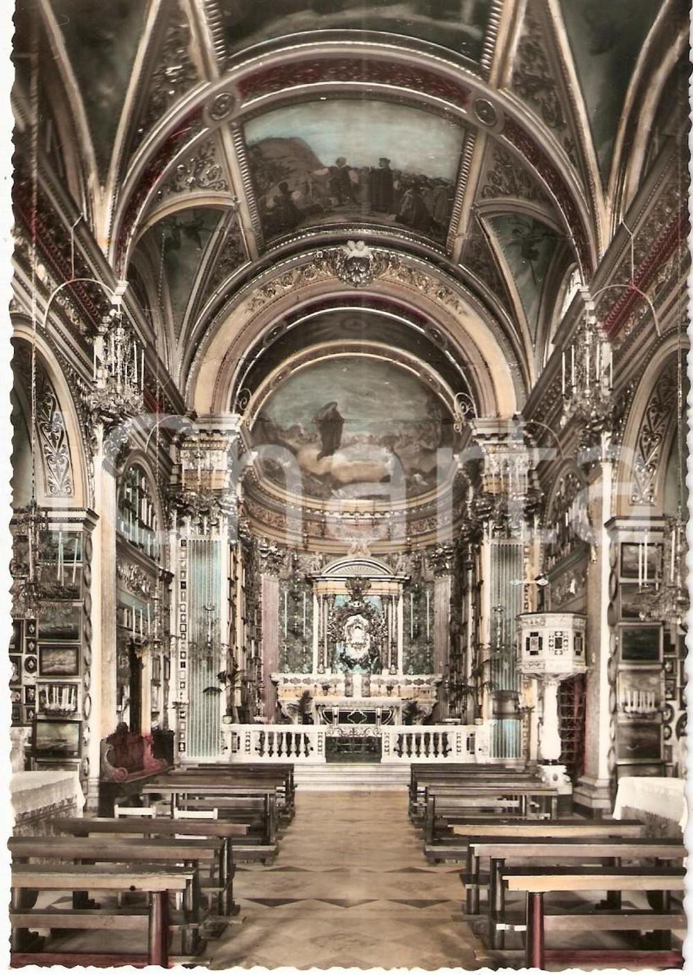Cartolina originale da collezione 1960 ca RAPALLO Santuario Nostra Signora MONTALLEGRO Interno *Cartolina FG 1
