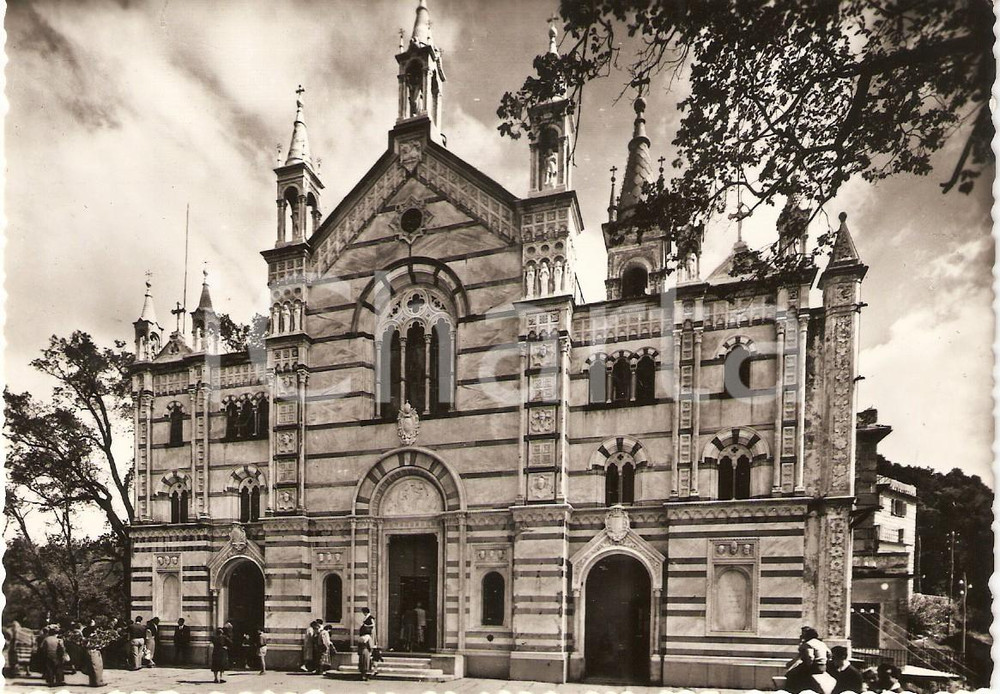 Cartolina originale da collezione 1960 ca RAPALLO GE Fedeli in pellegrinaggio a Santuario MONTALLEGRO Cartolina 1