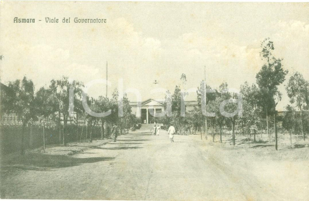 Cartolina originale da collezione 1917 ASMARA (ERITREA) Indigeni lungo il Viale del Governatore *Cartolina ANIMATA 1