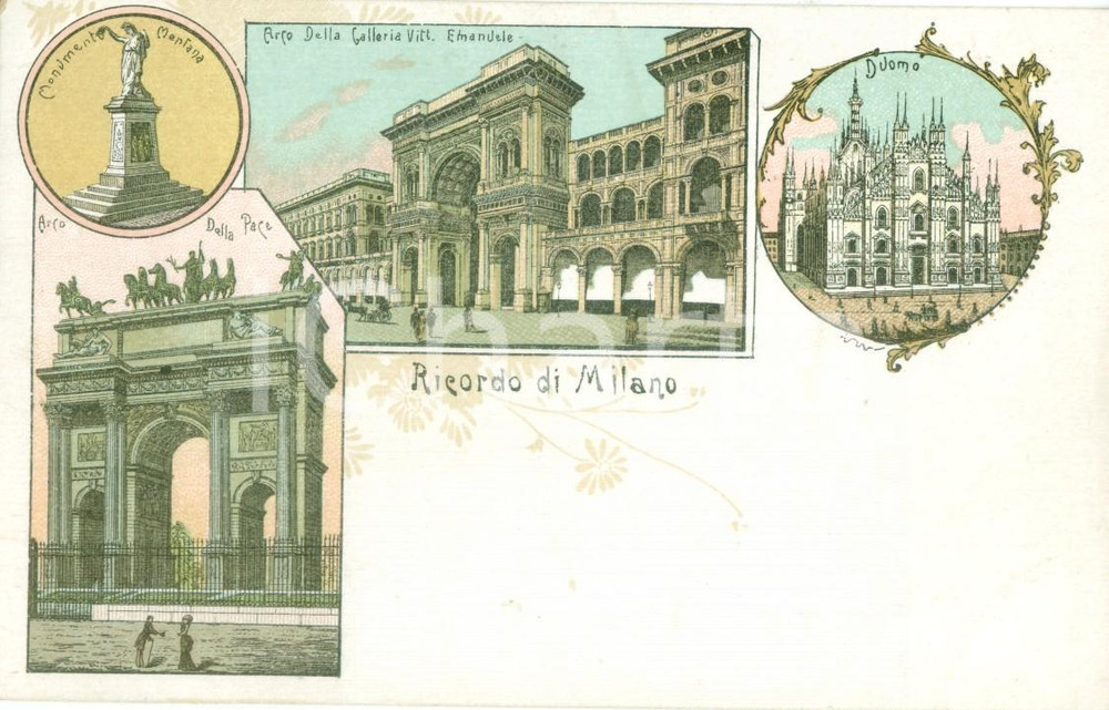 Cartolina originale da collezione 1900 ca MILANO Vedutine ILLUSTRATE Galleria Vittorio Emanuele III Duomo 1