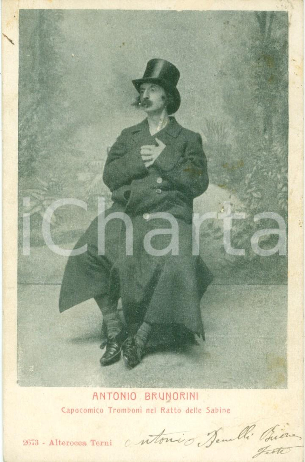 Cartolina originale da collezione 1904 TEATRO Antonio BRUNORINI Capocomico TROMBONI Ratto delle Sabine *Cartolina 1