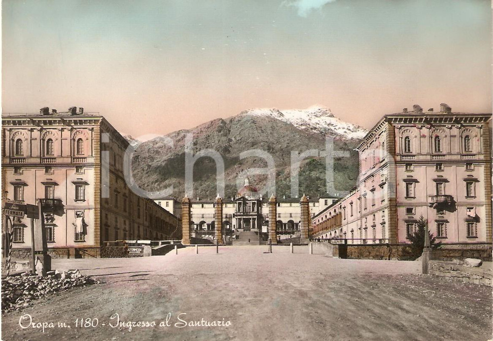 Cartolina originale da collezione 1954 BIELLA Ingresso al Santuario di OROPA *Cartolina FG NV 1