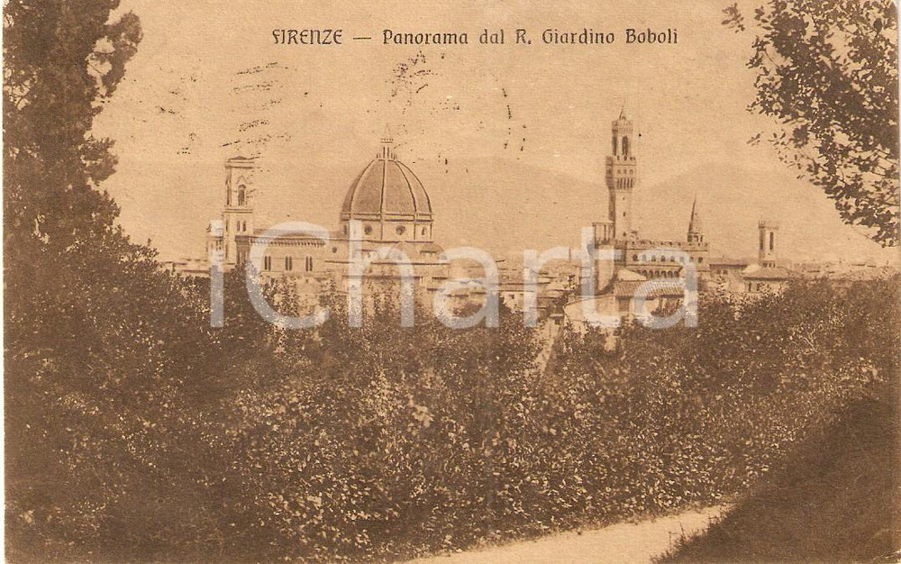 Cartolina originale da collezione 1915 FIRENZE Panorama Regio Giardino di BOBOLI Cartolina FP VG 1
