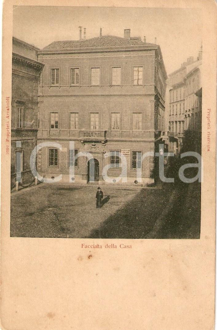 Cartolina originale da collezione 1900 ca MILANO Facciata della casa di Alessandro MANZONI Animata Cartolina FP VG 1