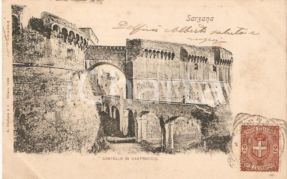 Cartolina originale da collezione 1900 ca SARZANA SP Castello CASTRUCCIO o Fortezza di SARZANELLO Cartolina FP 1