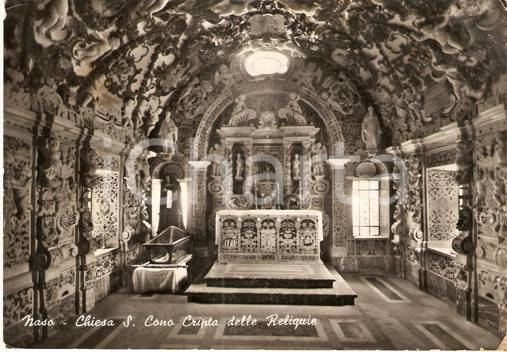 Cartolina originale da collezione 1963 NASO (ME) Chiesa di SAN CONO Cripta delle Reliquie *Cartolina FG VG 1