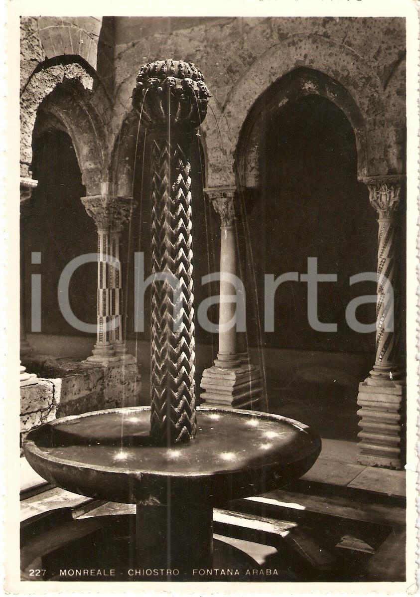 Cartolina originale da collezione 1956 MONREALE (PA) DUOMO Fontana Araba del Chiostro *Cartolina FG VG 1
