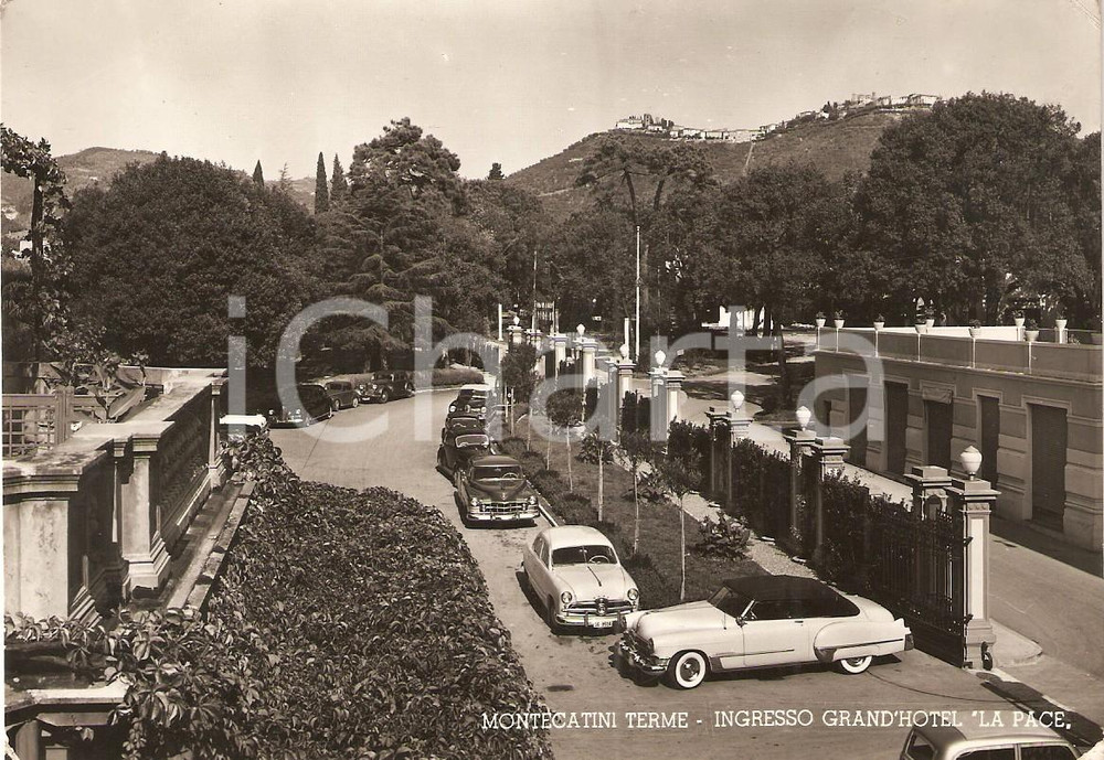 Cartolina originale da collezione 1953 MONTECATINI TERME (PT) Ingresso Grand Hotel LA PACE *Cartolina FG VG 1