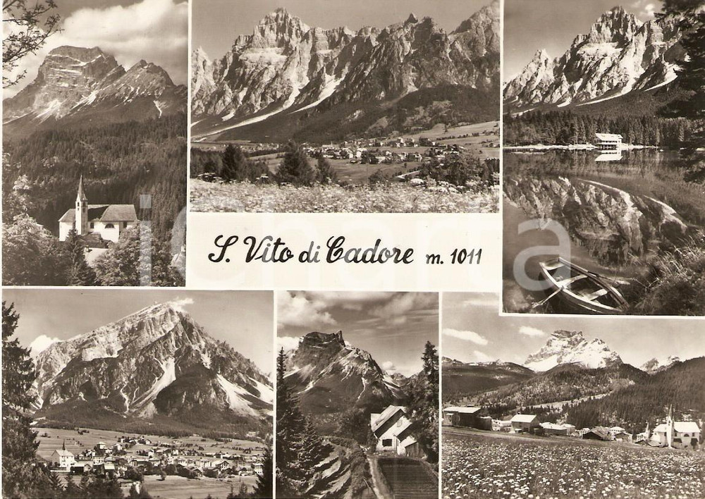 Cartolina originale da collezione 1959 SAN VITO DI CADORE (BL) Vedutine del paese *Cartolina FG VG 1
