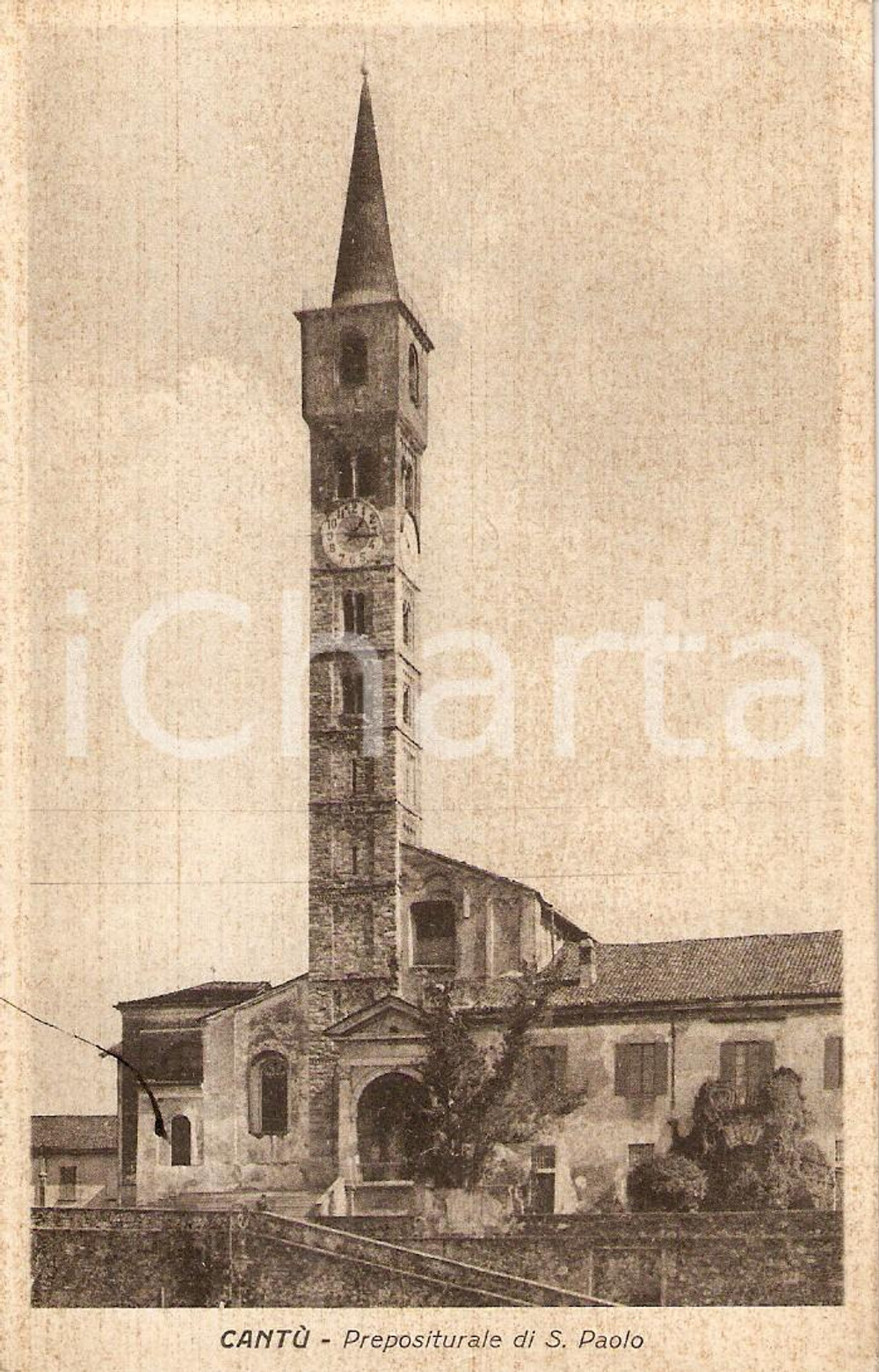 Cartolina originale da collezione 1950 ca CANTU' (CO) Prepositurale di SAN PAOLO *Cartolina FP NV 1