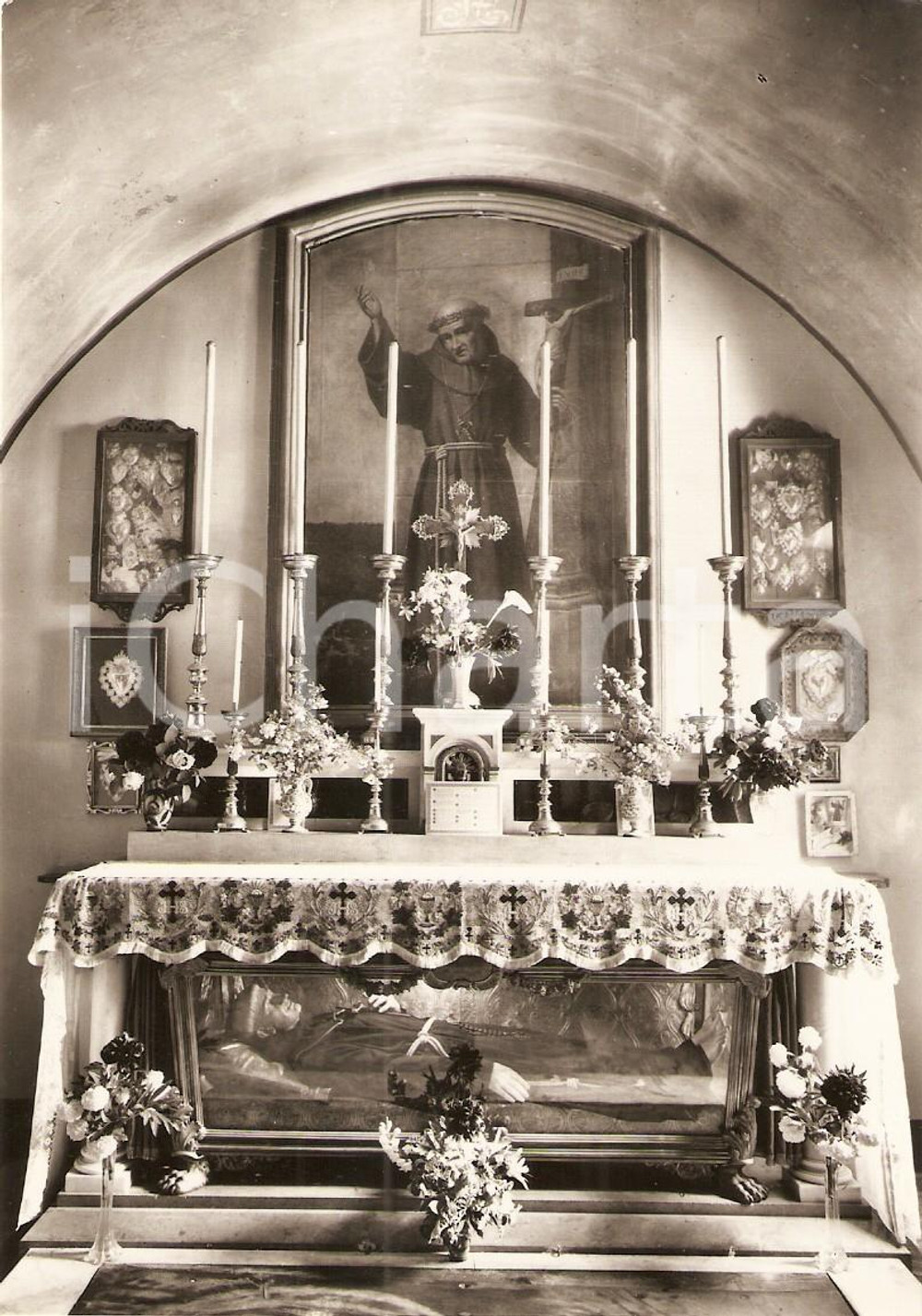 Cartolina originale da collezione 1950 ca SPOLETO - MONTELUCO (PG) Cappella Beato LEOPOLDO Convento Francescano FG 1