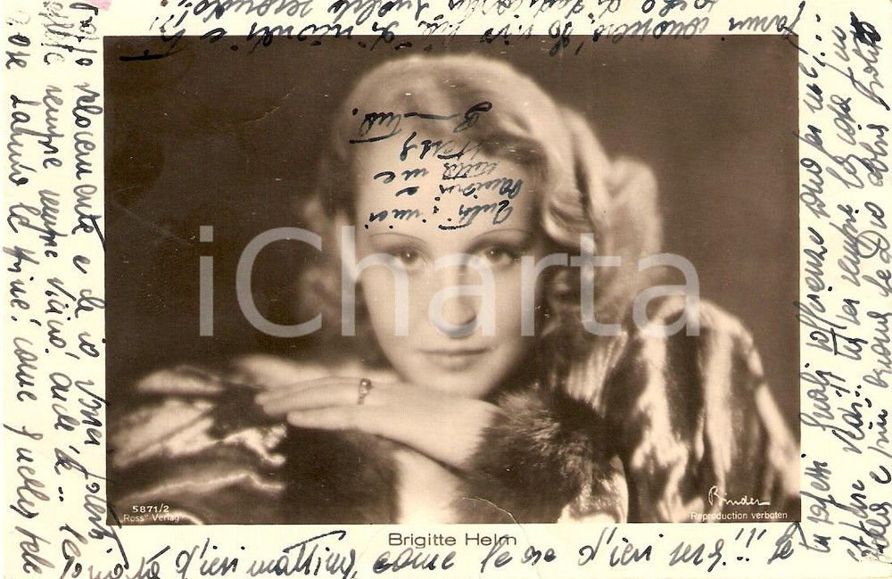 Cartolina originale da collezione 1933 CINEMA Actress Brigitte HELM Portrait *Cartolina FP NV 1