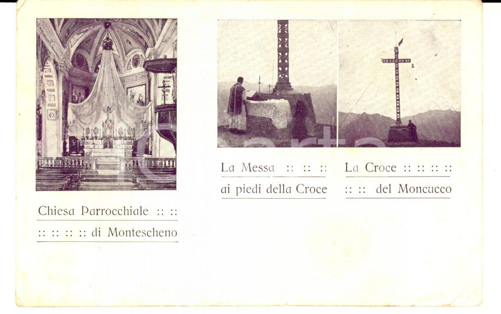 Cartolina originale da collezione 1915 ca MONTESCHENO (VB) Messa ai piedi della croce del MONCUCCO *Cartolina FP 1