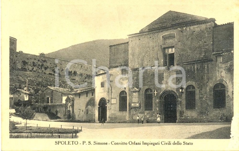 Cartolina originale da collezione 1940 ca SPOLETO PG Convitto Orfani Impiegati dello Stato Cartolina ANIMATA FP 1