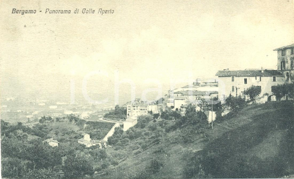 Cartolina originale da collezione 1918 BERGAMO Veduta panoramica di Colle Aperto *Cartolina FP VG 1