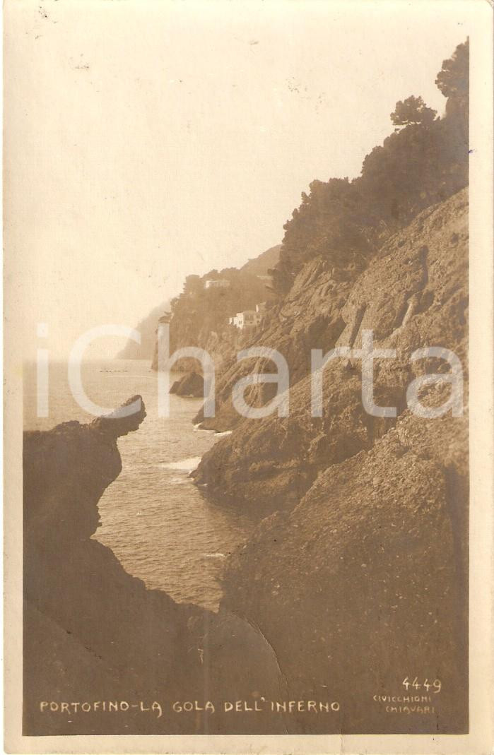 Cartolina originale da collezione 1911 PORTOFINO GE La Gola dell Inferno Scorcio Panoramico Cartolina FP VG 1