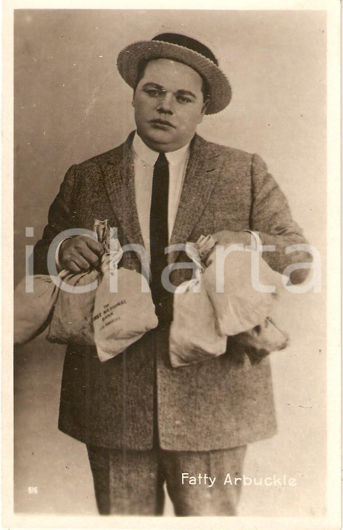 Fotografia d'epoca originale 1920 ca CINEMA Attore Fatty ARBUCKLE Portrait *Cartolina 1