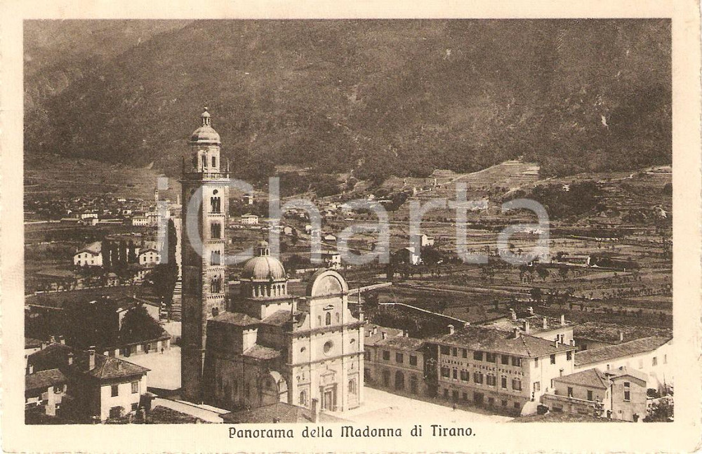 Cartolina originale da collezione 1912 TIRANO (SO) Panorama con Santuario della Madonna *Cartolina FP VG 1