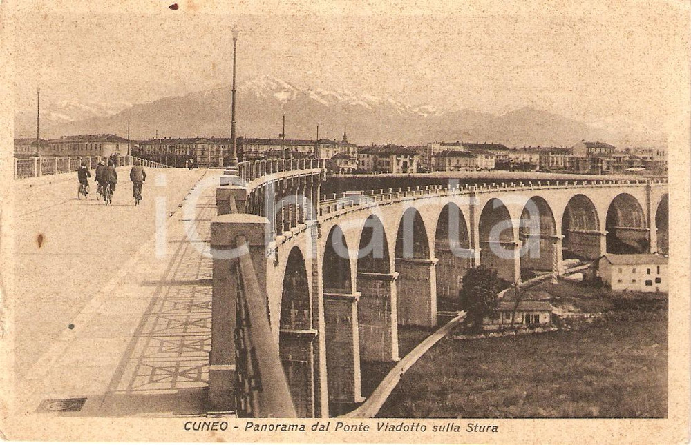 Cartolina originale da collezione 1938 CUNEO Panorama dal Ponte Viadotto sul fiume STURA Cartolina ANIMATA FP VG 1